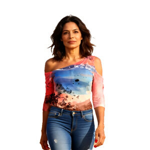 Eroke made in Italy Geometric Artistic design stretch XS top